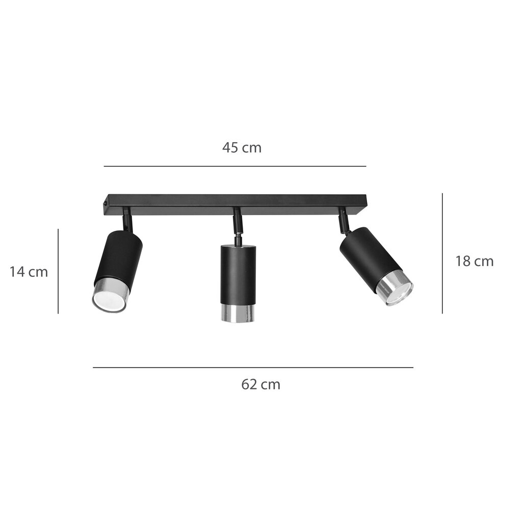 Emibig griestu lampa Hiro 3 Black-Chrome cena un informācija | Griestu lampas | 220.lv