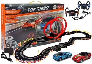 Tor Wyścigowy 1:43 2 Autka Kontrolery Top Turbo 540 cm długości цена и информация | Конструктор автомобилей игрушки для мальчиков | 220.lv