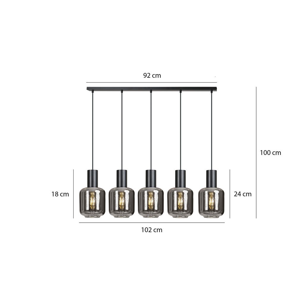 Emibig piekaramā lampa Ingvar 5 Black cena un informācija | Lustras | 220.lv