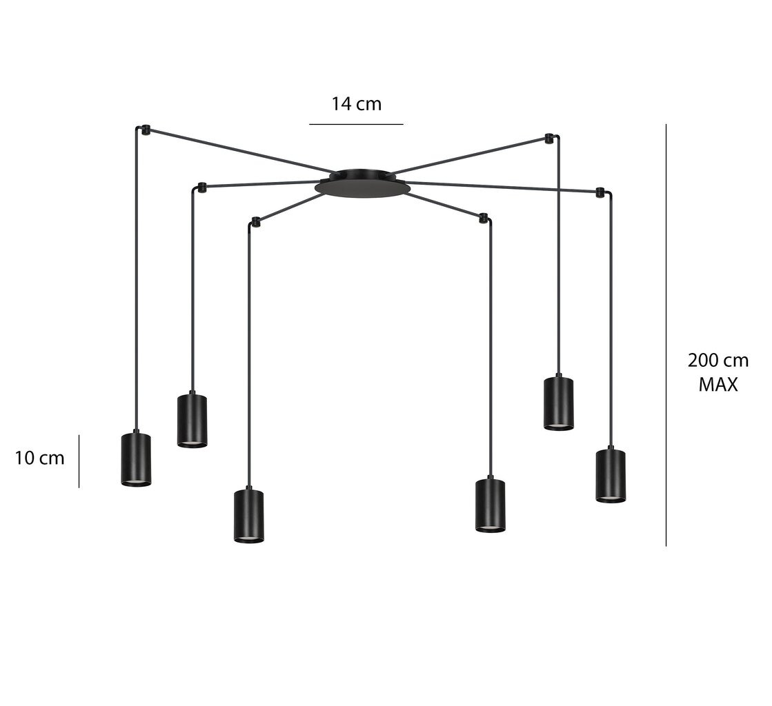 Emibig piekaramā lampa Traker 6 BL/Black cena un informācija | Piekaramās lampas | 220.lv