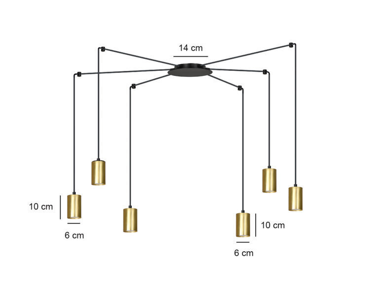 Emibig piekaramā lampa Traker 6 BL/Gold cena un informācija | Lustras | 220.lv