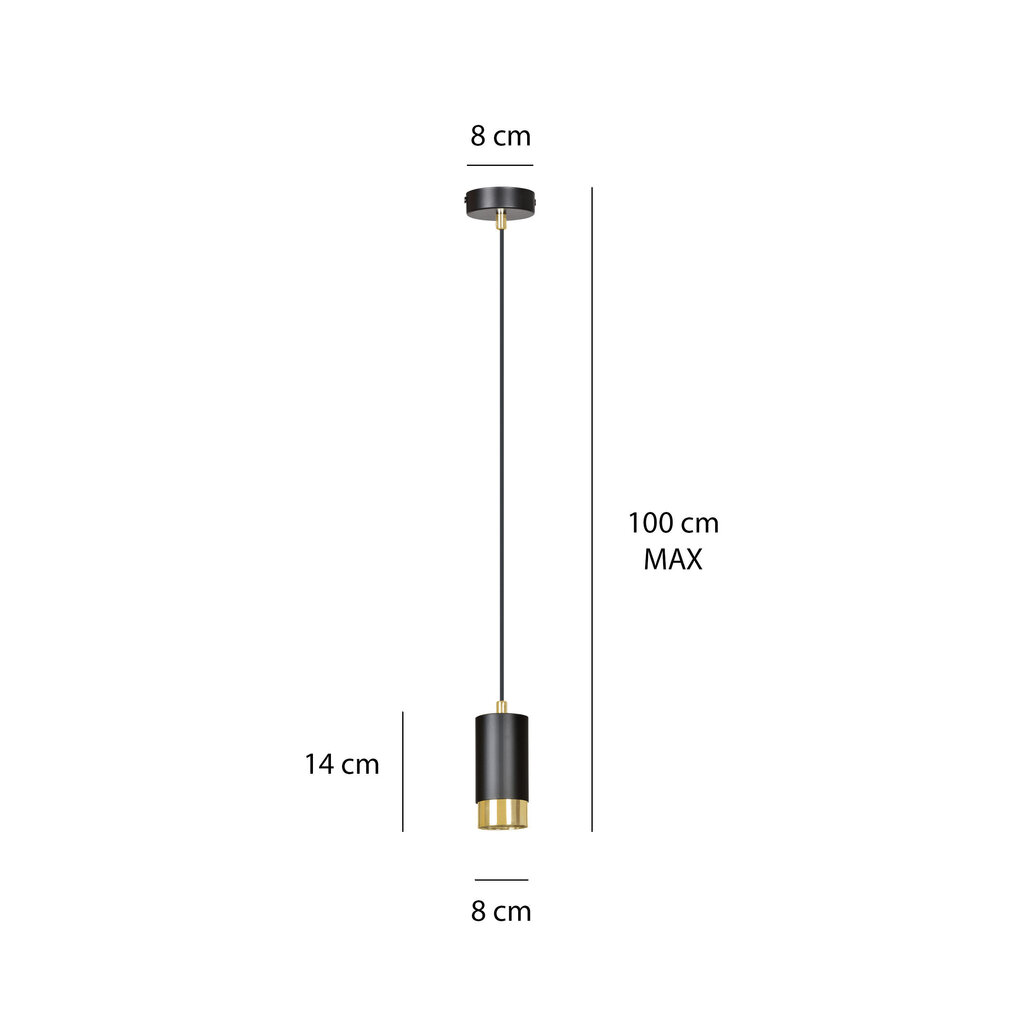 Emibig lampa Fumiko 1 Black Gold cena un informācija | Piekaramās lampas | 220.lv