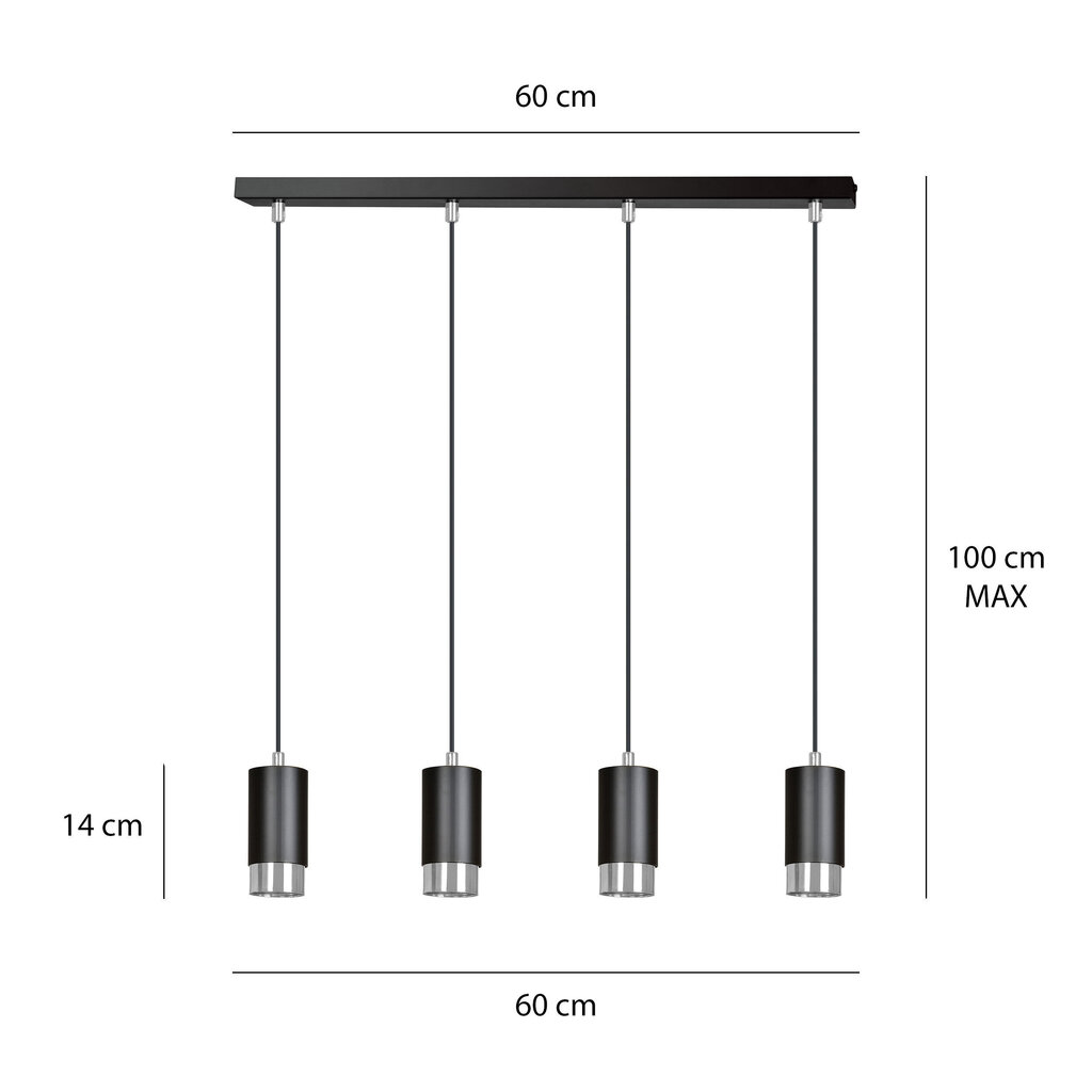 Emibig lampa Fumiko 4 Black Chrome cena un informācija | Piekaramās lampas | 220.lv