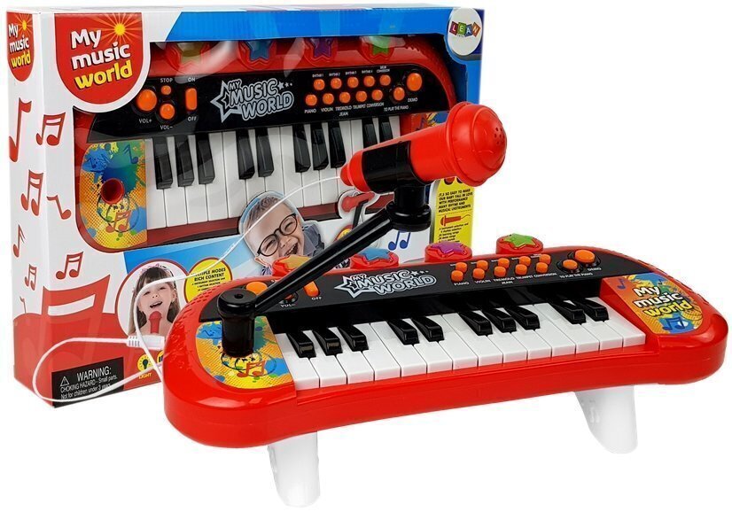 Klavieres ar mikrofonu, 24 taustiņi, sarkanas цена и информация | Attīstošās rotaļlietas | 220.lv