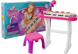 Klavieres ar mikrofonu un krēslu, rozā cena un informācija | Attīstošās rotaļlietas | 220.lv