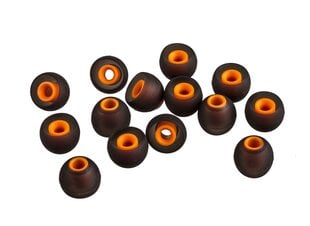 Запасные cиликоновые насадки для наушников Xcessor. 14 шт. Размер: средний, черный / оранжевый цена и информация | Наушники | 220.lv