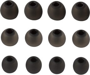 Запасные cиликоновые насадки для наушников Xcessor. 12 шт. Размер: несколько размеров, черный цена и информация | Наушники | 220.lv