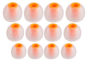 Запасные cиликоновые насадки для наушников Xcessor. 12 шт. Размер: несколько размеров, прозрачный / оранжевый цена и информация | Наушники | 220.lv