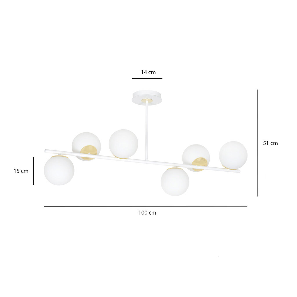 Emibig lampa Floki 6 White Gold cena un informācija | Piekaramās lampas | 220.lv