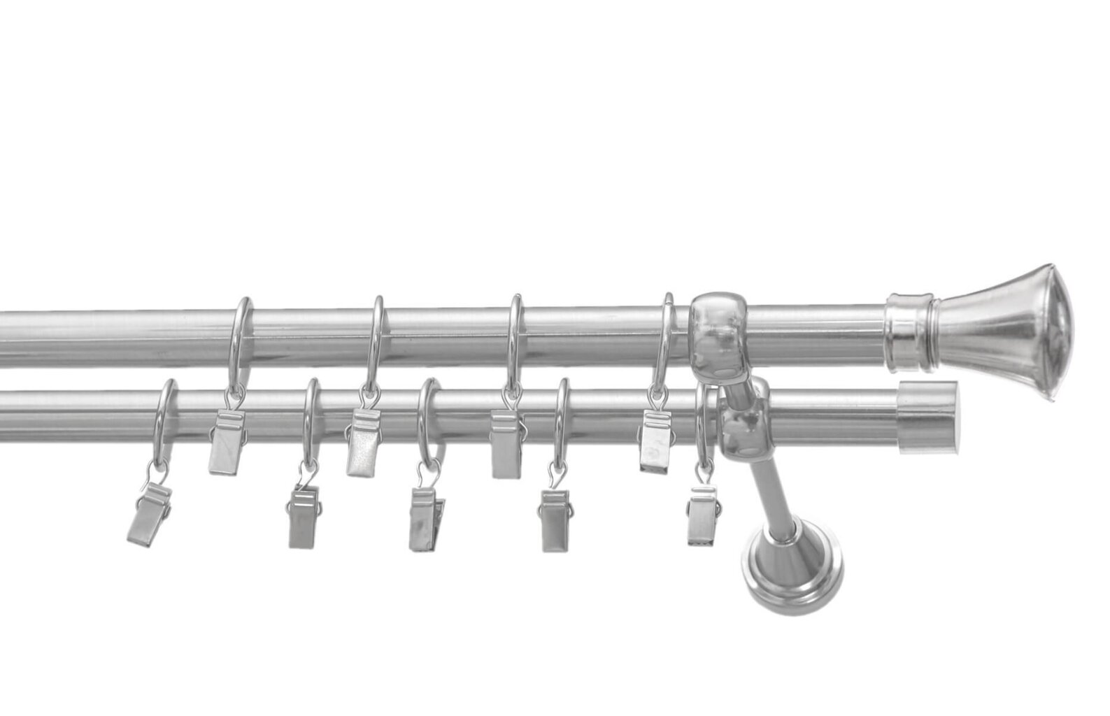 Dubultā karnīze 19 mm + 19 mm SPECJAL, 400 cm, sudrabaina цена и информация | Aizkaru stangas, karnīzes | 220.lv