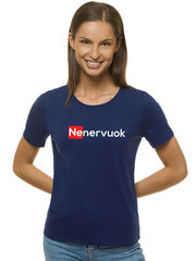 Sieviešu T-krekls "Nenervuok" JS/SD211-43281, tumši zils цена и информация | Женские футболки | 220.lv