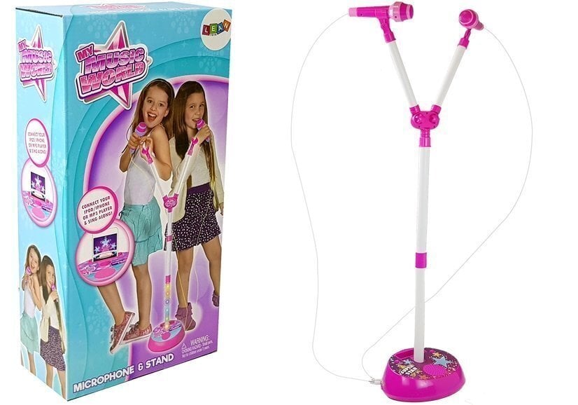 Dubultais mikrofons ar statīvu Lean Toys My Music World, rozā цена и информация | Attīstošās rotaļlietas | 220.lv