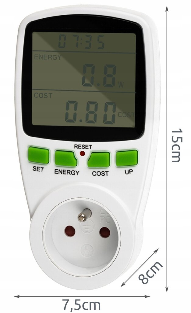 Vatmetrs - enerģijas patēriņa mērītājs цена и информация | Taimeri, termostati | 220.lv