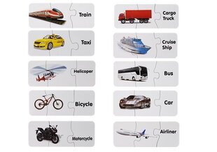 Izglītojoša puzle "Transportlīdzekļi", angļu valodā, 10 kombinācijas цена и информация | Настольные игры, головоломки | 220.lv