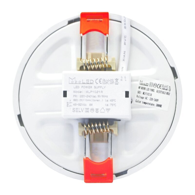 Iebūvējamais apaļš LED panelis ar regulējamām atsperēm "MODOLED" 6W цена и информация | Iebūvējamās lampas, LED paneļi | 220.lv