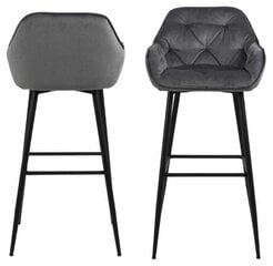 Барный стул BROOKE 55x52xH103.5 см, темно-серый бархат / черный цена и информация | Стулья для кухни и столовой | 220.lv