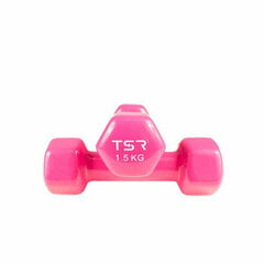 Гантели виниловые TSR: цвет - розовый, вес - 1,5 кг (2 шт.) цена и информация | Гантели, гири, штанги | 220.lv