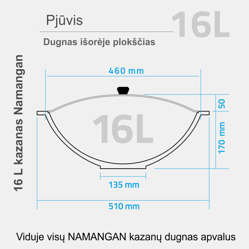 Pulēts, apdedzināts uzbeku katls, 16 l cena un informācija | Katli, tvaika katli | 220.lv