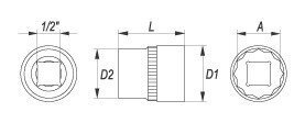 Duogonāla galva Yato, 1/2, 18 mm цена и информация | Rokas instrumenti | 220.lv