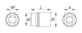 Patrona HEX, 5,0 mm, L25m, CRV, 1/4, YATO cena un informācija | Rokas instrumenti | 220.lv