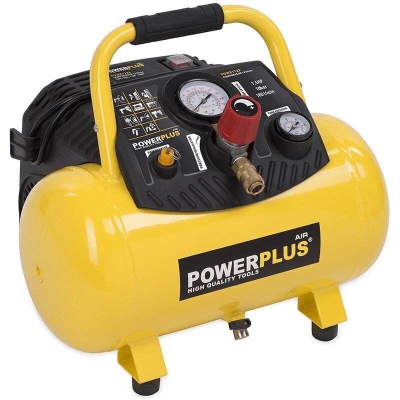 Kompresors 1100W, 12L, 1.5HP, bez eļļas PowerPlus X cena un informācija | Kompresori | 220.lv