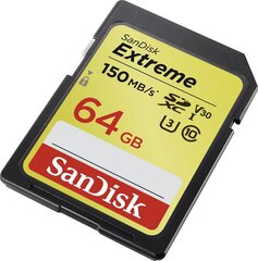 SanDisk atmiņas karte SDXC 64GB Extreme Video V30 U3 cena un informācija | Atmiņas kartes fotokamerām | 220.lv