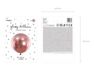 Glancēts apaļš balons 60 cm, rozā, 1 gab. cena un informācija | Baloni | 220.lv