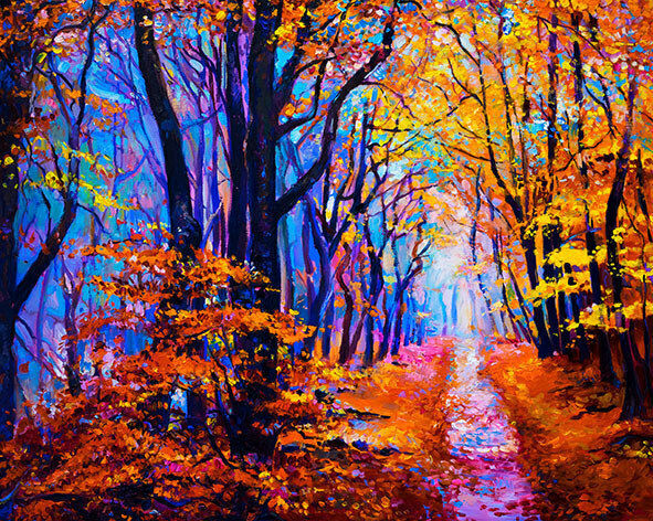 Dimantu mozaīkas komplekts uz rāmja TM Tsvetnoy - Autumn Forest Path LG287e 40x50 cm cena un informācija | Dimantu mozaīkas | 220.lv