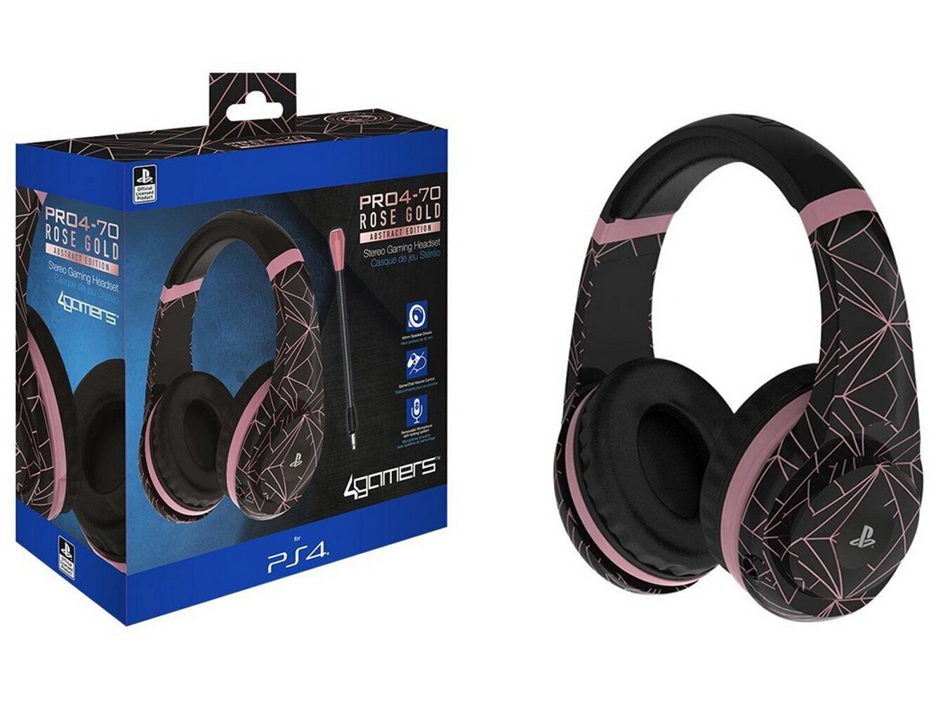 4Gamers PRO4-70 Stereo Gaming Headset Wired - Black/Rose Gold Abstract Edition (PS4) цена и информация | Austiņas | 220.lv