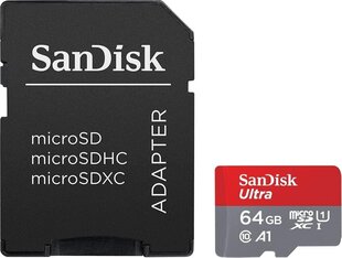 MEMORY MICRO SDXC 64GB UHS-I/W/A SDSQUA4-064G-GN6TA SANDISK цена и информация | Карты памяти для мобильных телефонов | 220.lv