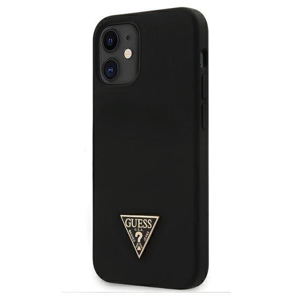 Aizmugurējais vāciņš Guess    Apple    iPhone 12 Mini 5.4'' Metal Triangle Cover    Black cena un informācija | Telefonu vāciņi, maciņi | 220.lv