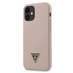 Силиконовый металлический треугольный чехол Guess для iPhone 12 mini 5.4, светло-розовый GUHCP12SLSTMLP  цена и информация | Чехлы для телефонов | 220.lv