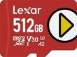 MEMORY MICRO SDXC 512GB UHS-I/PLAY LMSPLAY512G-BNNNG LEXAR cena un informācija | Atmiņas kartes fotokamerām | 220.lv