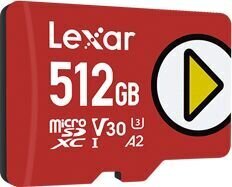 MEMORY MICRO SDXC 512GB UHS-I/PLAY LMSPLAY512G-BNNNG LEXAR cena un informācija | Atmiņas kartes fotokamerām | 220.lv