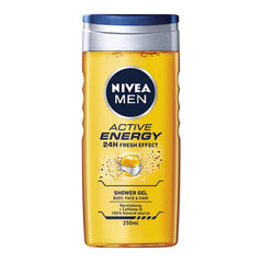 Nivea Men Active Energy dušas želeja vīriešiem 250 ml cena un informācija | Dušas želejas, eļļas | 220.lv