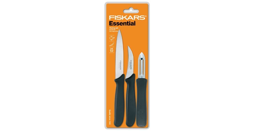 Fiskars Essential mizošanas nažu komplekts no 3 priekšmetiem cena un informācija | Naži un to piederumi | 220.lv