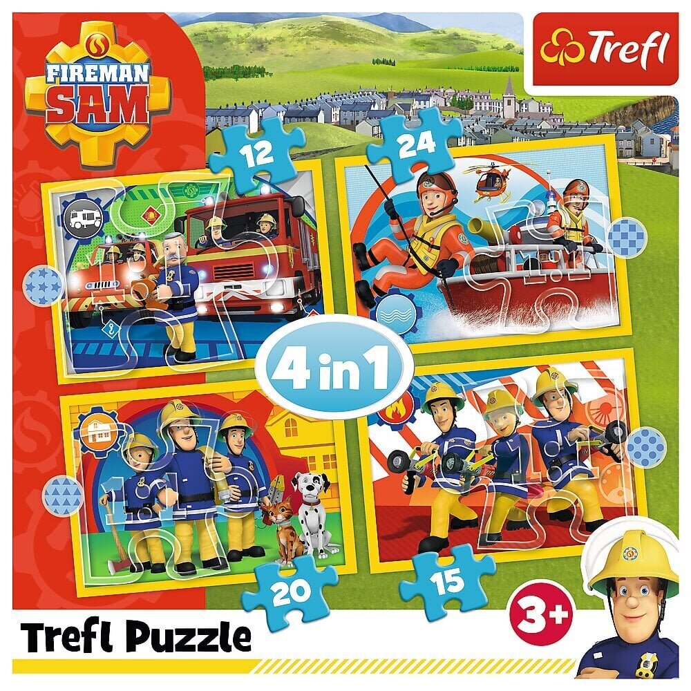 Puzle Trefl Fireman Sam, 4 in 1 cena un informācija | Puzles, 3D puzles | 220.lv