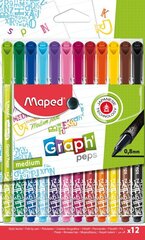 Marķieri MAPED Graph'Peps Metal.design 0.8mm 12 krāsas cena un informācija | Rakstāmpiederumi | 220.lv