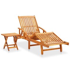 Dārza sauļošanās krēsls ar matraci un galdu, brūns цена и информация | Шезлонги | 220.lv