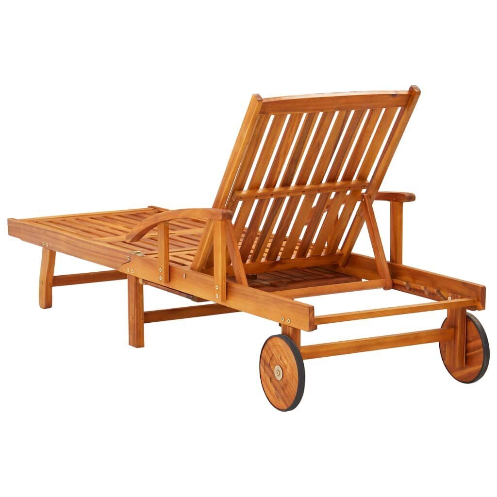Dārza sauļošanās krēsls ar matraci un galdu, brūns cena un informācija | Sauļošanās krēsli | 220.lv