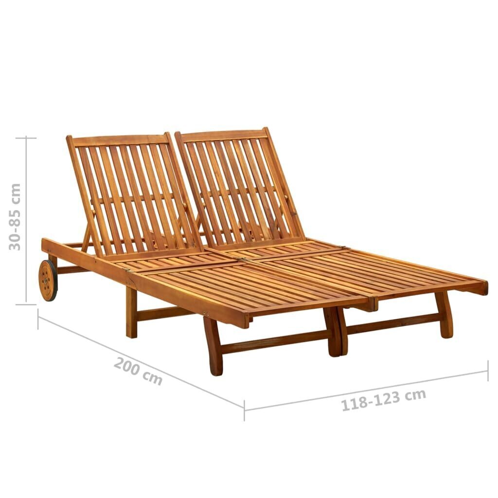 Divvietīgs dārza sauļošanās krēsls ar matračiem, brūns cena un informācija | Sauļošanās krēsli | 220.lv