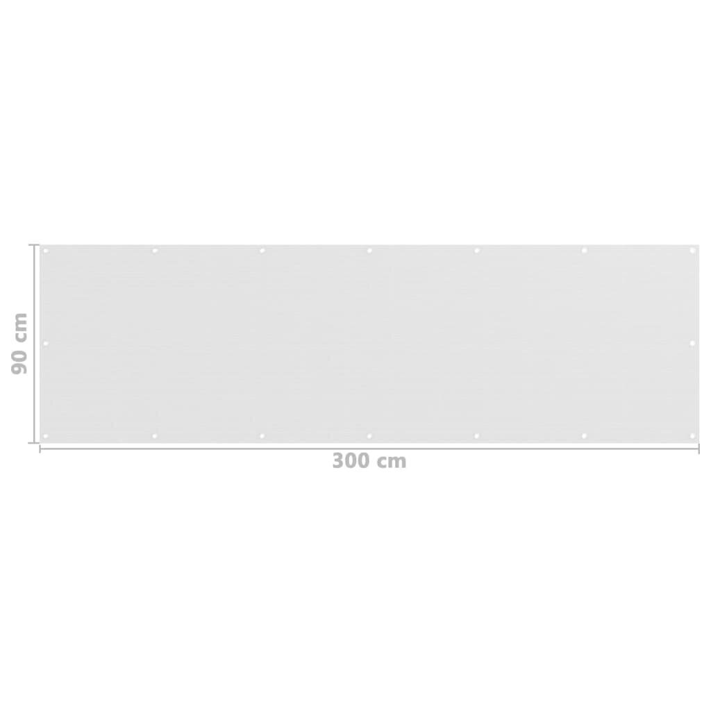 Balkona aizslietnis, 90x300 cm, balts cena un informācija | Saulessargi, markīzes un statīvi | 220.lv