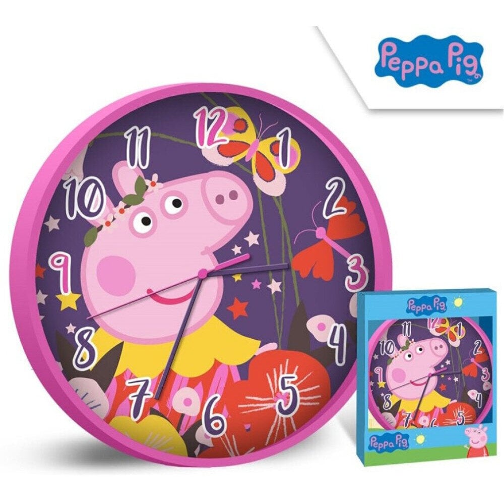 Sienas pulkstenis Peppa Pig, 25 cm cena un informācija | Bērnu aksesuāri | 220.lv