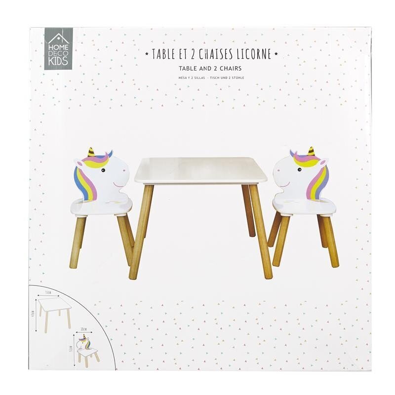 Balts galds ar diviem krēsliem bērniem UNICORN cena un informācija | Bērnu krēsliņi un bērnu galdiņi | 220.lv