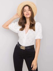 Блуза с треугольным вырезом Rue Paris, белая цена и информация | Женские блузки, рубашки | 220.lv