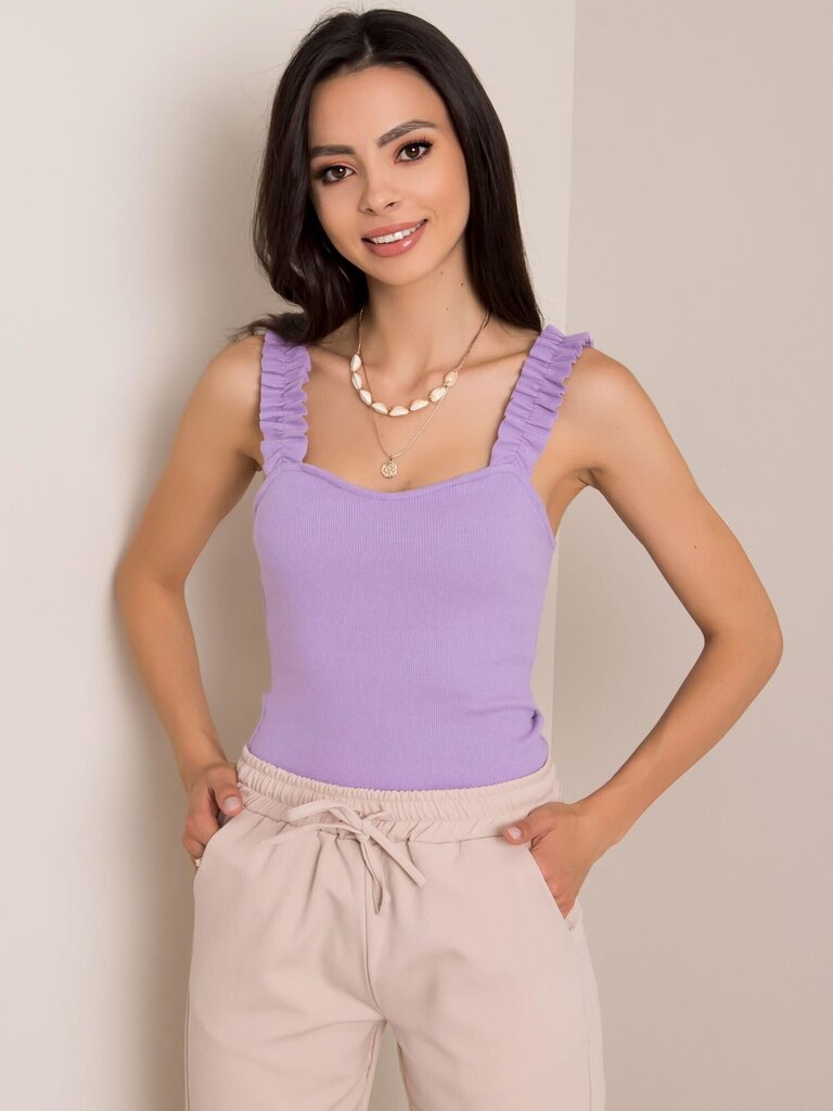 RUE PARIS Ceriņu krāsas tops. Light purple S цена и информация | Blūzes, sieviešu krekli | 220.lv