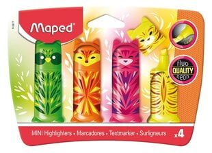 Текстовые маркеры MAPED Fluo ''Mini friends'' 4 цвета цена и информация | Канцелярия | 220.lv