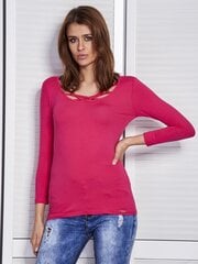 Блузка с плетеным вырезом, темно-розовая цена и информация | Женские блузки, рубашки | 220.lv