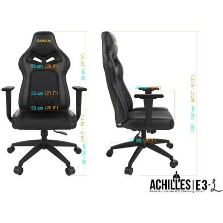 Gamdias Gaming Chair, ACHILLES E3 L, Black cena un informācija | Biroja krēsli | 220.lv