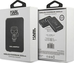 Karl Lagerfeld KLPBMSOIBK Powerbank MagSafe Ārējas Uzlādes Baterija / 2.1A / 5V / 3000mAh / Melna цена и информация | Зарядные устройства Power bank | 220.lv